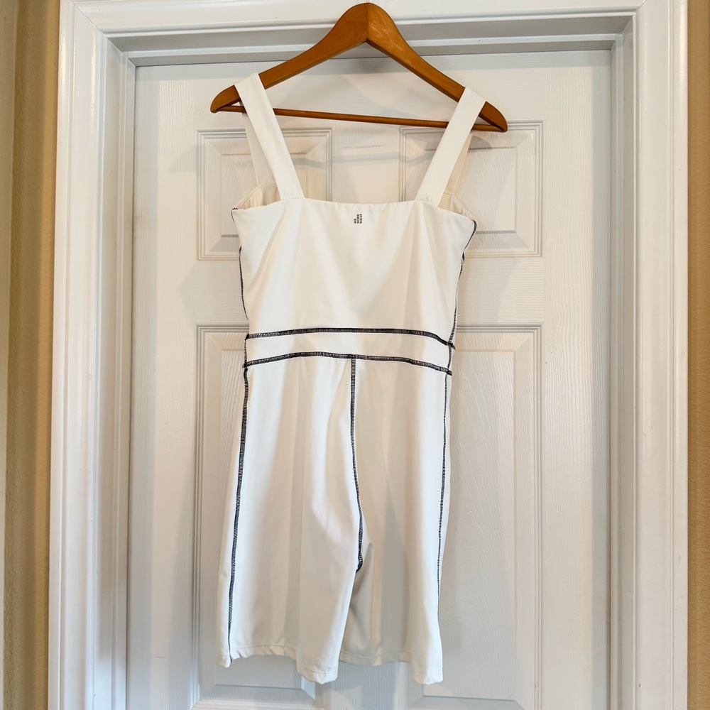 WeWoreWhat Corset Bodysuit Women’s Large Romper White W/Black Contrast Stitch - Picture 7 of 14